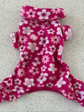 Cozy Pink Floral Fleece Dog Pajamas